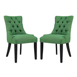 Set of 2 Button Tufted Fabric Dining Side Chairs with Nailhead Trim