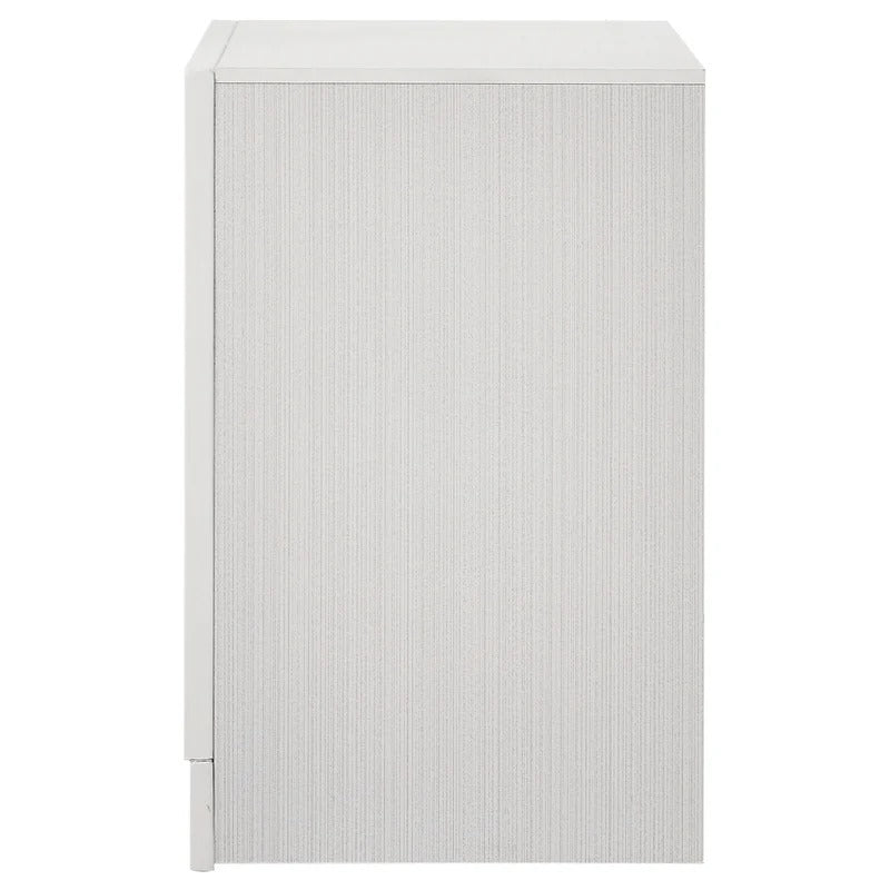 Miranda White 3-Drawer Glam Nightstand with Hidden Storage