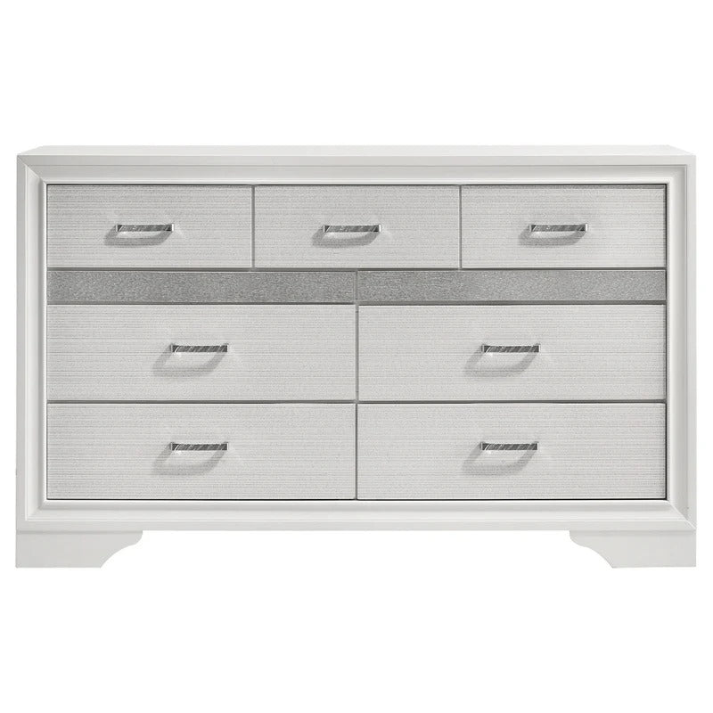 Miranda White 9-Drawer Glam Dresser with Hidden Jewelry Drawer