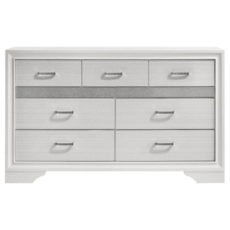 Miranda White 9-Drawer Glam Dresser with Hidden Jewelry Drawer