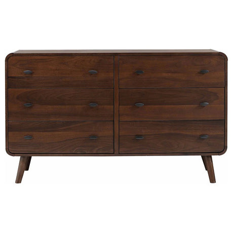 Robyn Dark Walnut 6-Drawer Mid-Century Modern Dresser