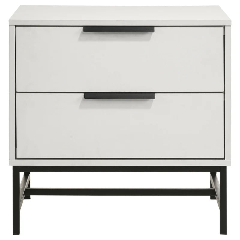Sonora White 2-Drawer Contemporary Nightstand