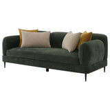 Jade Chenille Track Arm Sofa Green with Accent Pillows