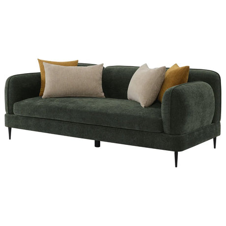 Jade Chenille Track Arm Sofa Green with Accent Pillows