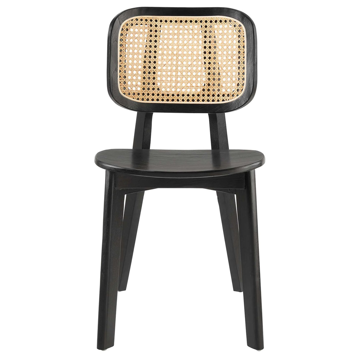 Wood Dining Side Chair with Woven Rattan Cane Back