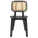Wood Dining Side Chair with Woven Rattan Cane Back