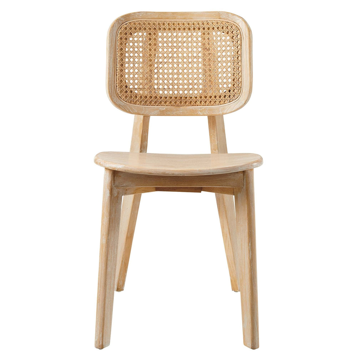 Wood Dining Side Chair with Woven Rattan Cane Back