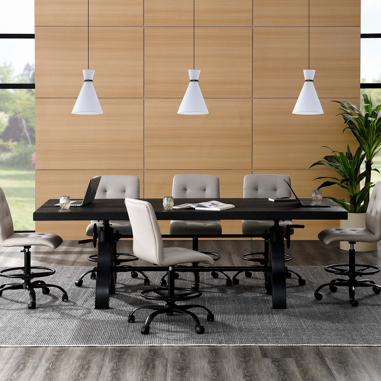 96 Inch Adjustable Height Solid Wood Dining and Conference Table