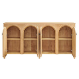 Modern Arched 4-Door Wood Grain Storage Cabinet – 71 Inch