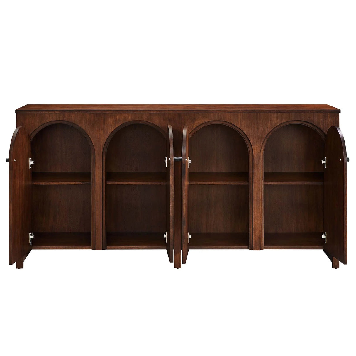 Modern Arched 4-Door Wood Grain Storage Cabinet – 71 Inch
