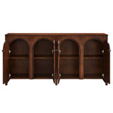 Modern Arched 4-Door Wood Grain Storage Cabinet – 71 Inch