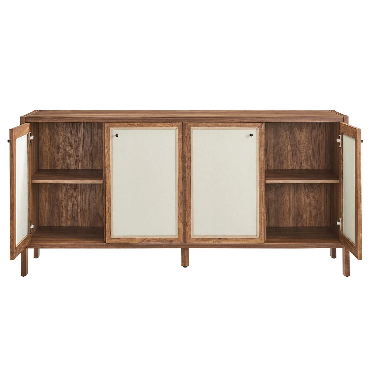 Modern Wood Grain Sideboard Storage Cabinet – Walnut 65 Inch