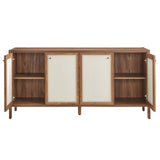 Modern Wood Grain Sideboard Storage Cabinet – Walnut 65 Inch