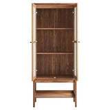Walnut Wood Grain Tall Standing Storage Cabinet – 68 Inch