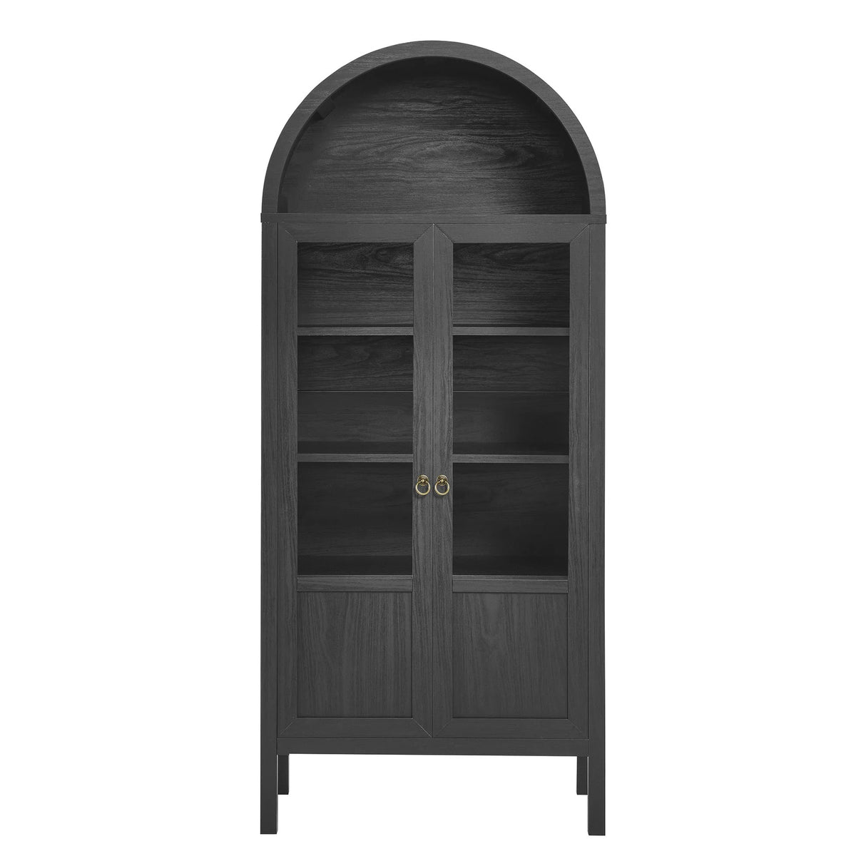 Modern Wood Grain Arched Tall Storage Display Cabinet – 71 Inch