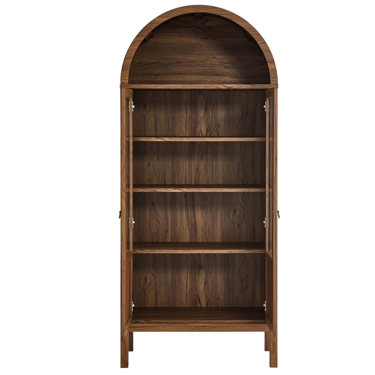 Modern Wood Grain Arched Tall Storage Display Cabinet – 71 Inch