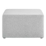 Square Woven Fabric Ottoman – Heathered Upholstered 28 Inch