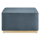 Square Velvet Upholstered Ottoman – Plinth Base 28 Inch