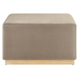 Square Velvet Upholstered Ottoman – Plinth Base 28 Inch
