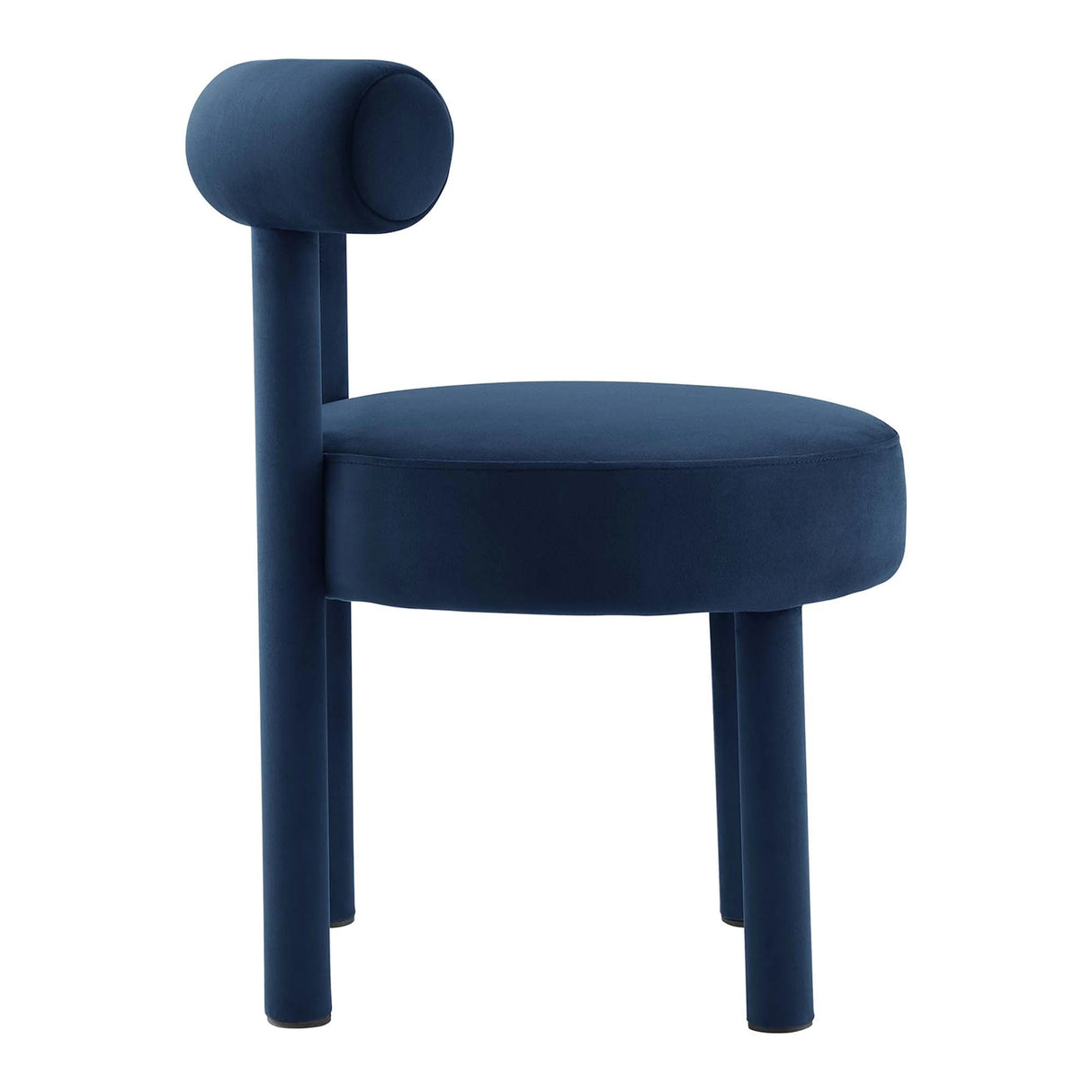 Set of 2 Performance Velvet Circular Dining Chairs with Bolster Backrest