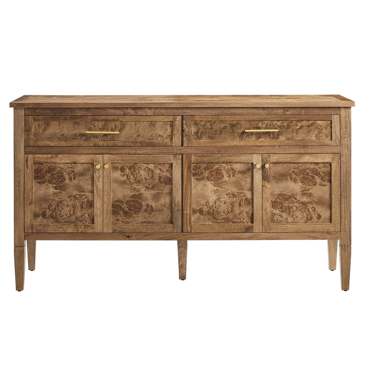 Burl Wood Sideboard Storage Cabinet with Drawers – Wood Finish 62 Inch