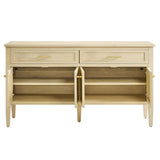 Burl Wood Sideboard Storage Cabinet with Drawers – Wood Finish 62 Inch