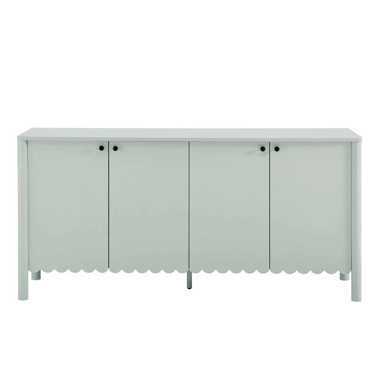 Modern Scalloped 4-Door Storage Sideboard – White 66 Inch