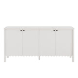 Modern Scalloped 4-Door Storage Sideboard – White 66 Inch