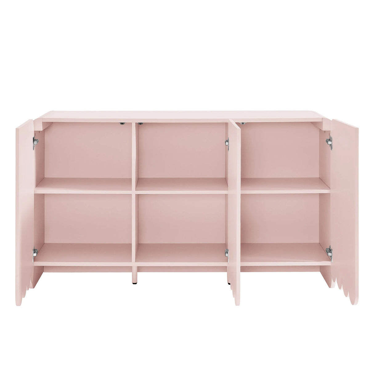 Fluted Scalloped Sideboard Storage Cabinet – Wood Finish 56 Inch