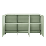 Fluted Scalloped Sideboard Storage Cabinet – Wood Finish 56 Inch