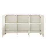 Fluted Scalloped Sideboard Storage Cabinet – Wood Finish 56 Inch