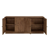 Carved Solid Mango Wood 4 Door Sideboard – Walnut 72 Inch