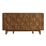 Carved Geometric 4 Door Sideboard – Walnut 59 Inch