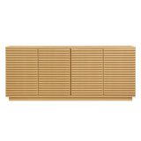 Mid-Century Fluted 4-Door Sideboard Cabinet – Wood Grain 71 Inch