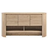Oval Storage Sideboard Cabinet with Open Shelves – Wood Finish 62 Inch