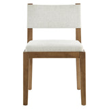 Fabric Upholstered Armless Dining Chair – Natural Wood 32 Inch