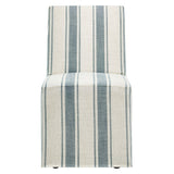 Striped Slipcovered Parsons Dining Side Chair with Hidden Casters