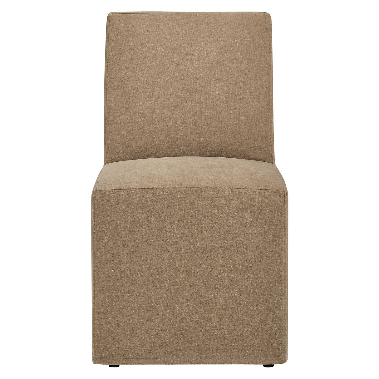 Linen-Blend Slipcovered Rolling Dining Side Chair