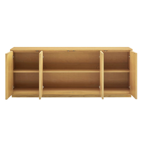 Japandi Sideboard Storage Cabinet with Woven Doors – Light Oak 76 Inch