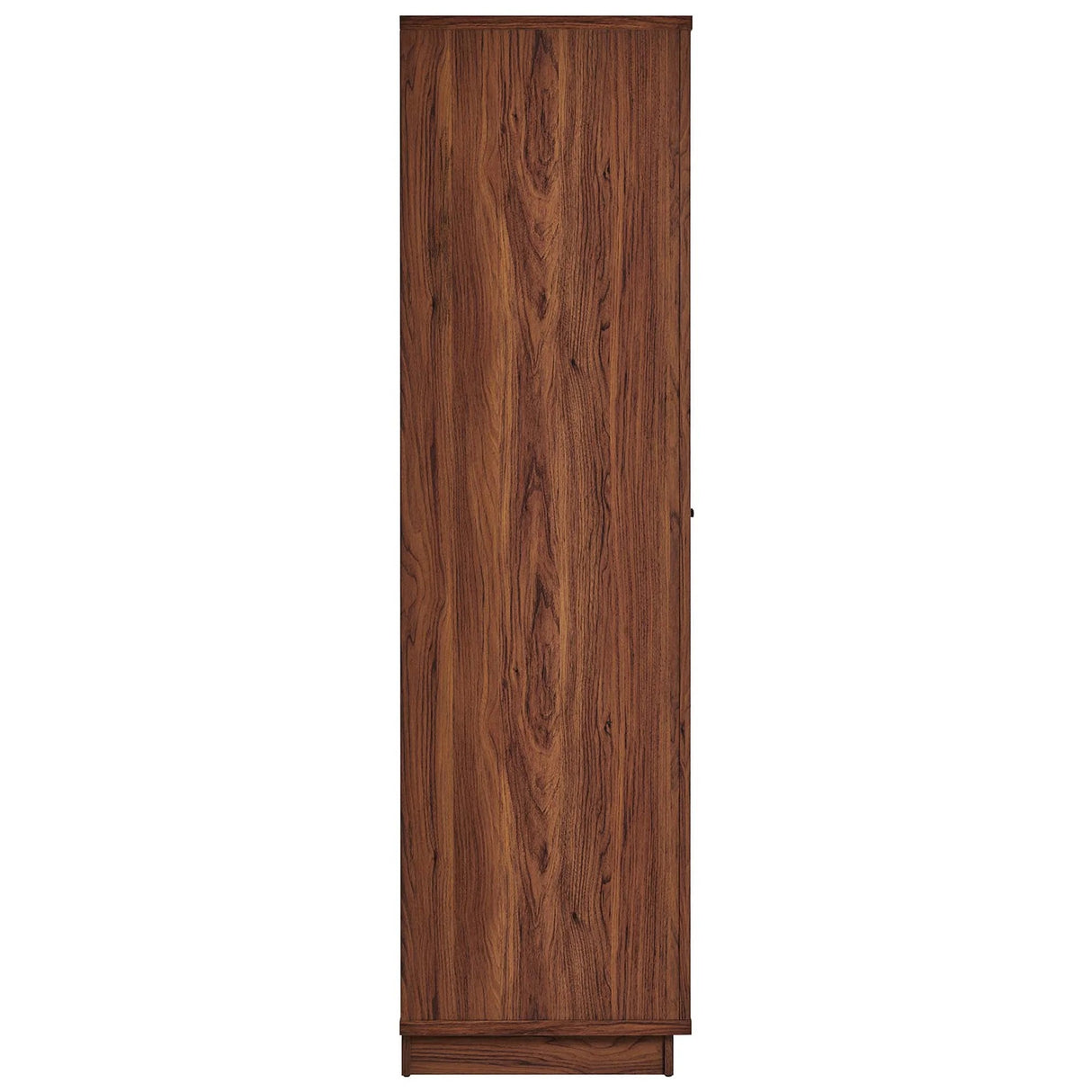 Walnut Wood Grain Tall Storage Cabinet with Linen Textured Doors – 70 Inch