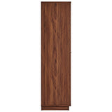 Walnut Wood Grain Tall Storage Cabinet with Linen Textured Doors – 70 Inch