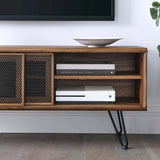 Industrial Modern TV Stand with Sliding Mesh Doors 47 Inch - TV Stands available at Alpine Outlets in Denver