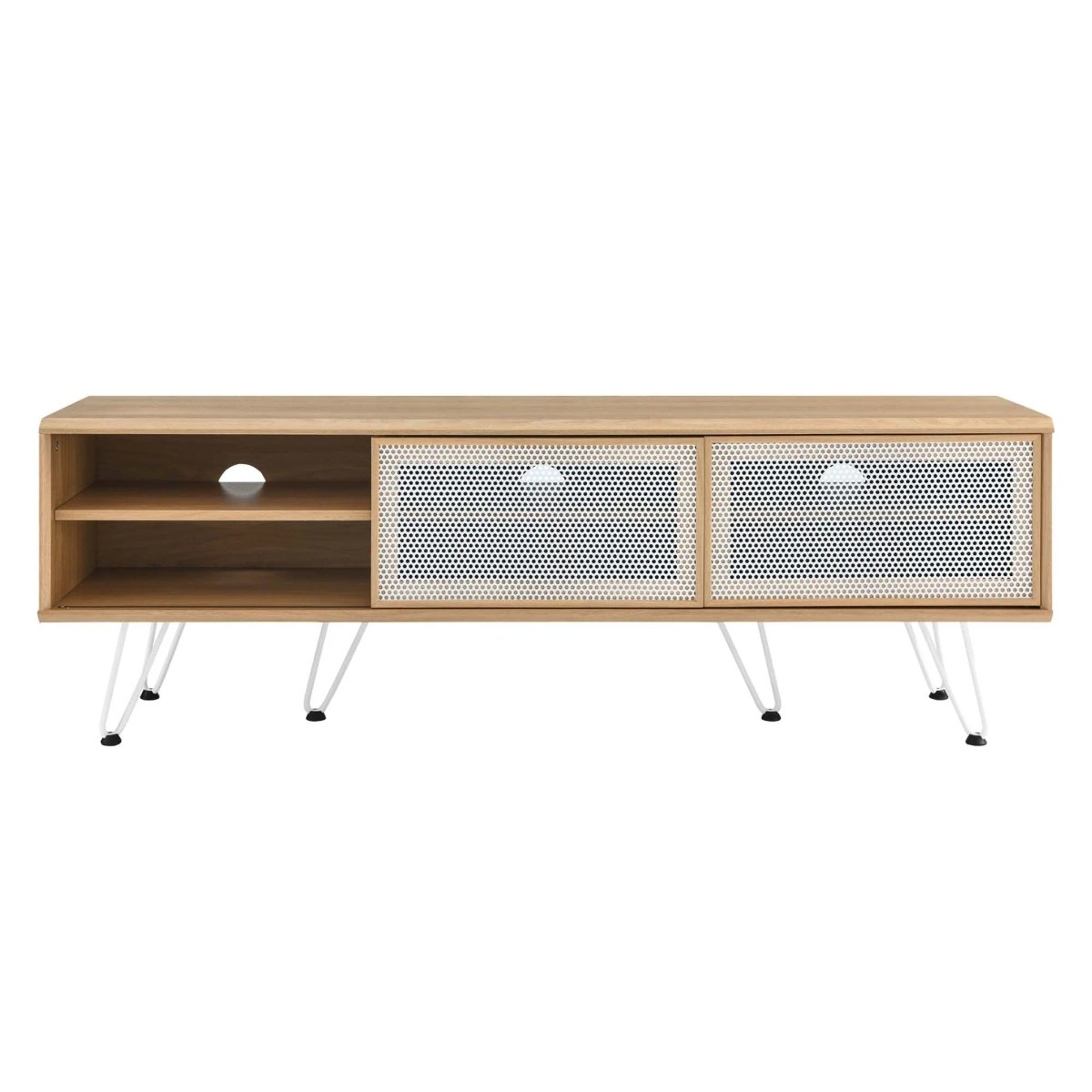 Industrial Modern TV Stand with Sliding Mesh Doors 59 Inch - TV Stands available at Alpine Outlets in Denver