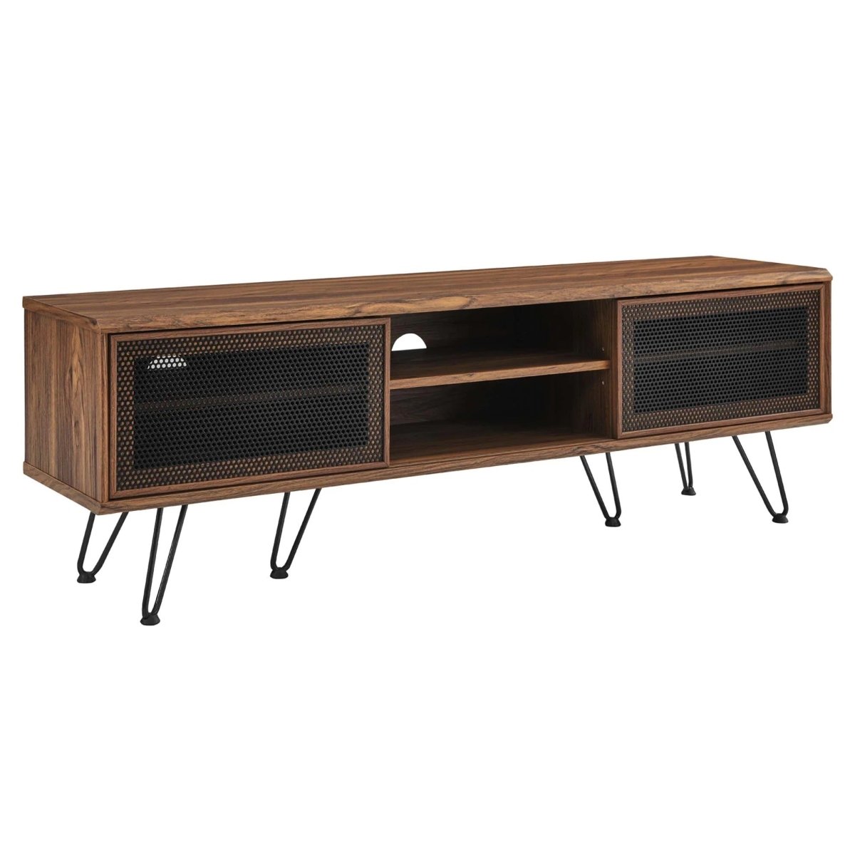 Industrial Modern TV Stand with Sliding Mesh Doors 59 Inch - TV Stands available at Alpine Outlets in Denver
