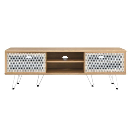 Industrial Modern TV Stand with Sliding Mesh Doors 59 Inch - TV Stands available at Alpine Outlets in Denver