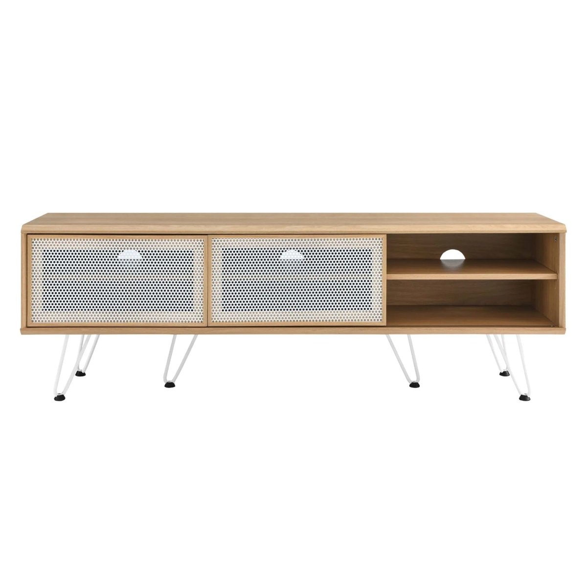 Industrial Modern TV Stand with Sliding Mesh Doors 59 Inch - TV Stands available at Alpine Outlets in Denver