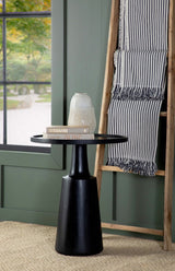 Ixia Round Solid Mango Wood Accent Side Table, Black Stain - End & Side Tables available at Alpine Outlets in Denver