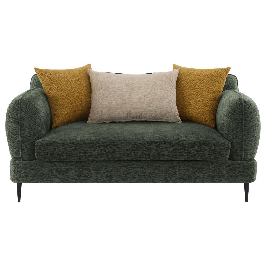 Jade Chenille Upholstered Modern Track Arm Loveseat Green - 🟢 Loveseats available at Alpine Outlets in Denver