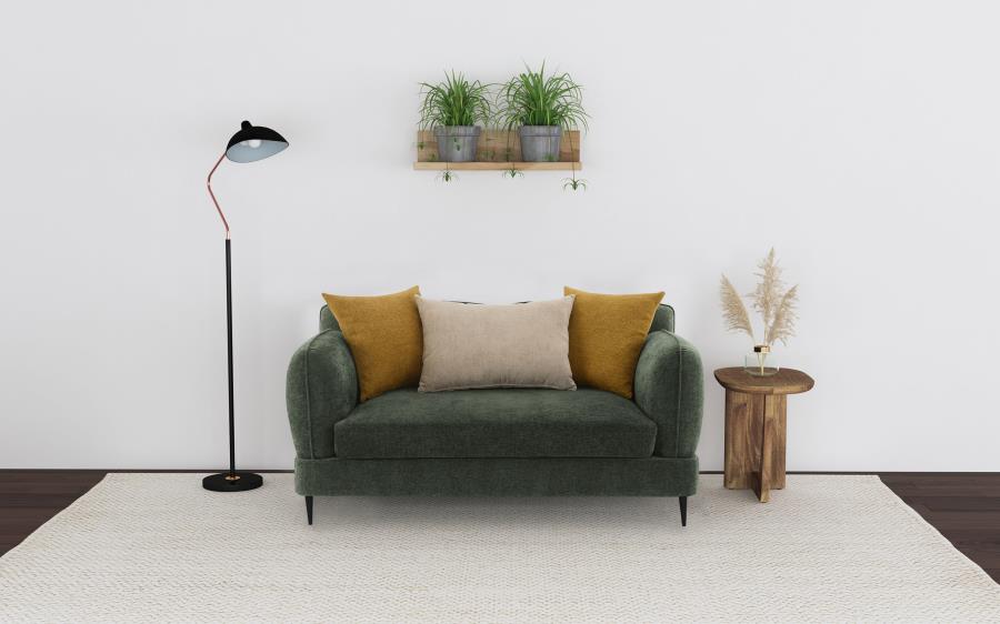 Jade Chenille Upholstered Modern Track Arm Loveseat Green - 🟢 Loveseats available at Alpine Outlets in Denver