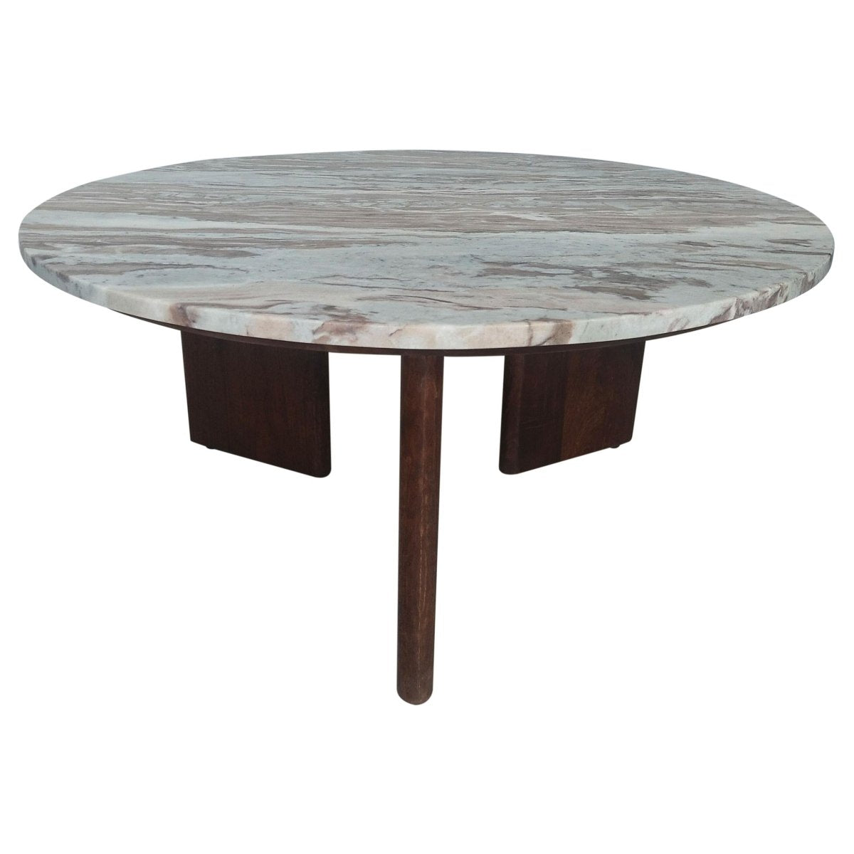 Jenna 35 - Inch Round Marble Top Coffee Table in Brown - Coffee Tables available at Alpine Outlets in Denver